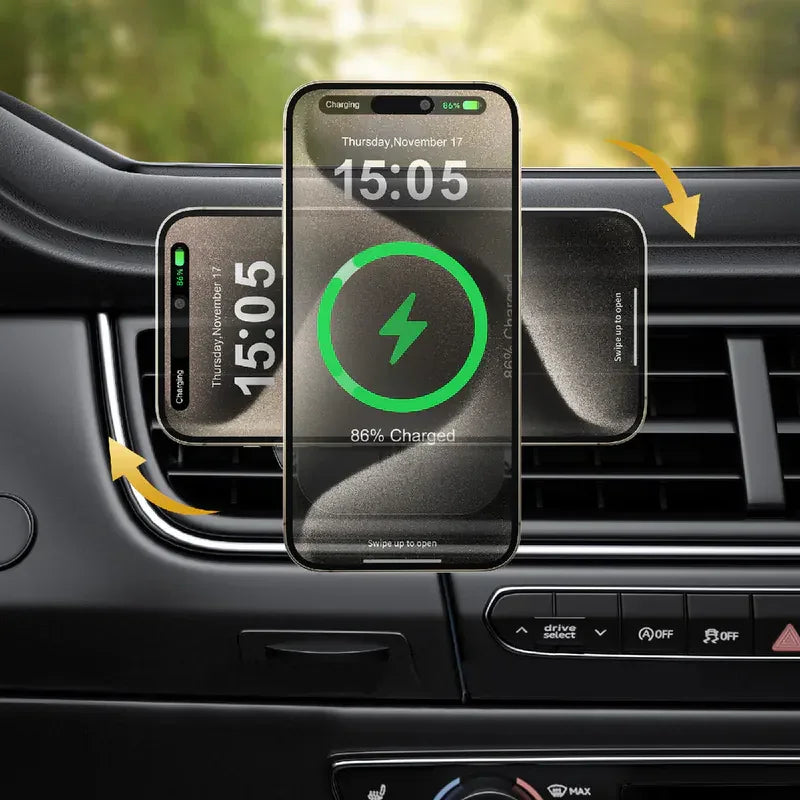 XPower 15W 3in1 Wireless Charging Car Mount Holder - Grey - Tashqila