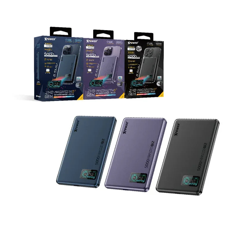 XPower 5000mAh Magsafe Power Bank with LED Display - Black