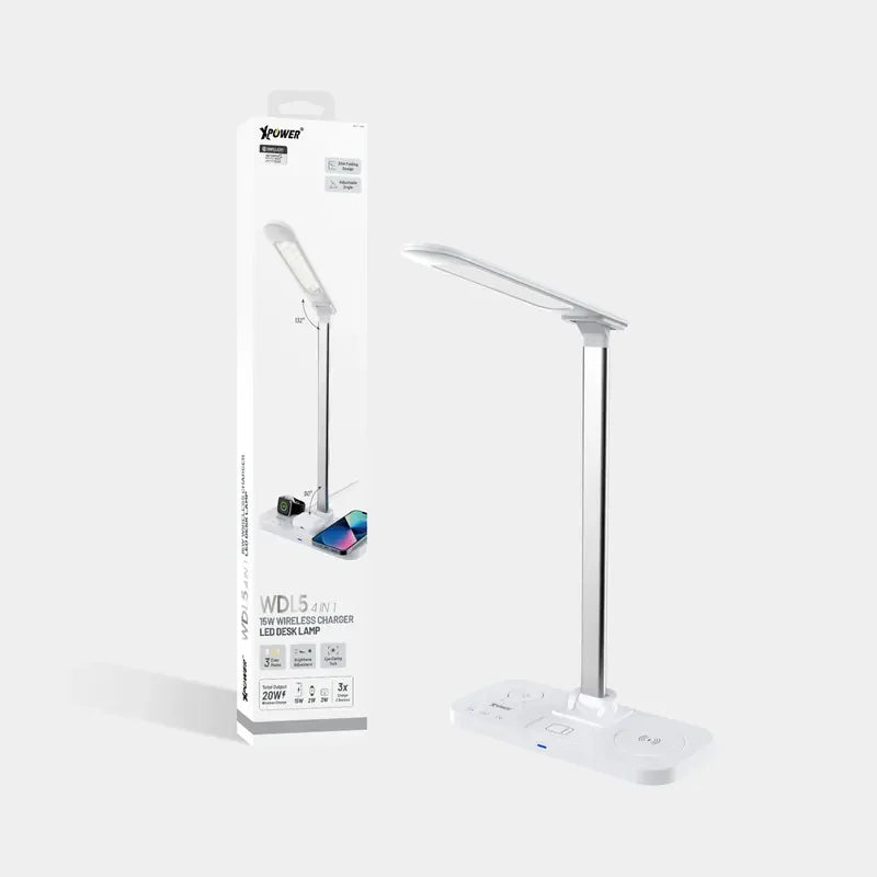 XPower 15W Wireless Charging LED Desk Lamp - White - Tashqila