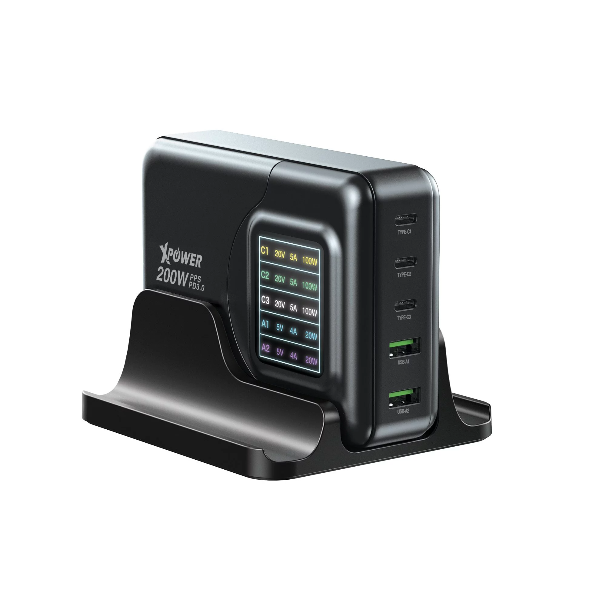 XPower 200W 4 Output GaN Wall Charger - Black