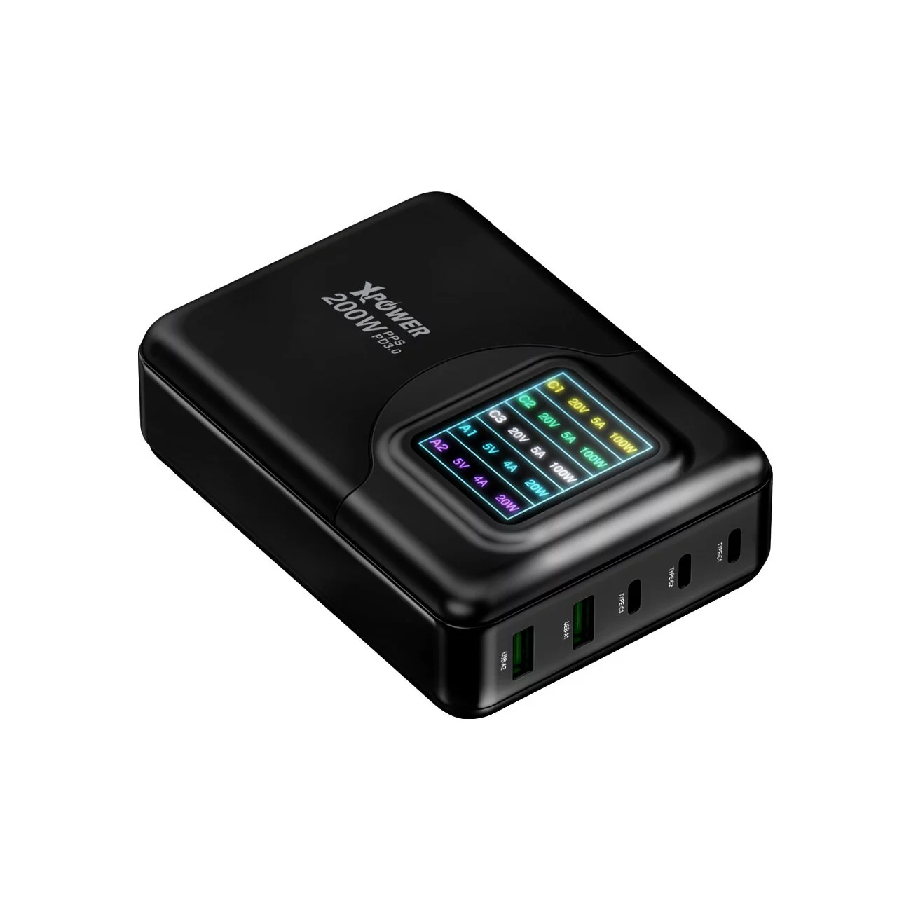 XPower 200W 4 Output GaN Wall Charger - Black
