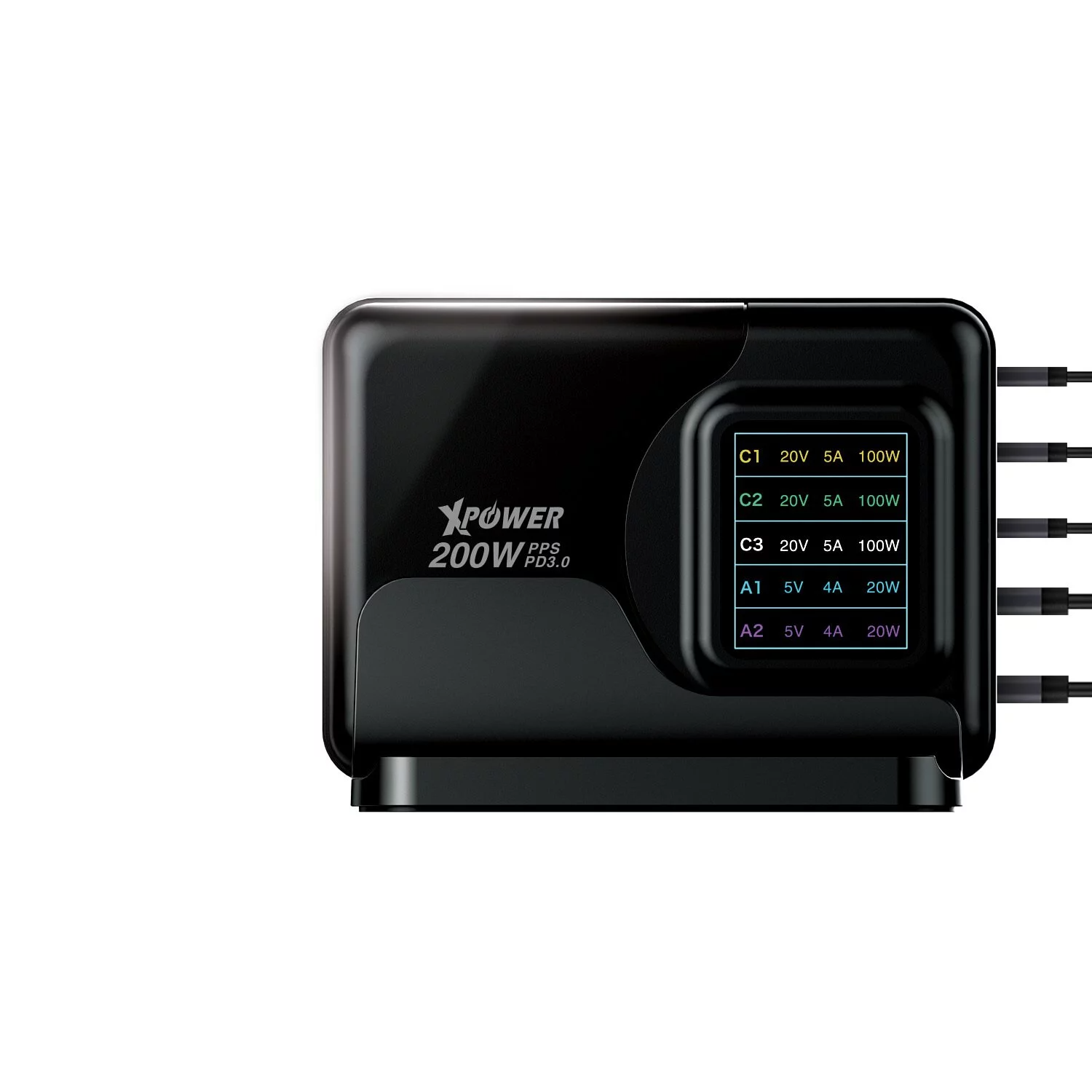 XPower 200W 4 Output GaN Wall Charger - Black