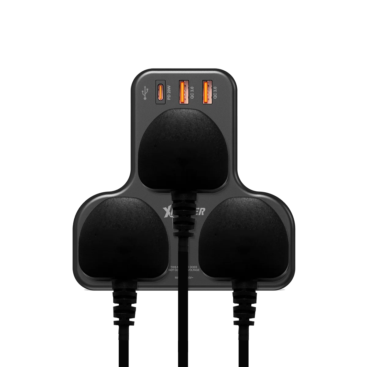 XPower 20W 3 Outlet T-Shaped Extension Socket - Black