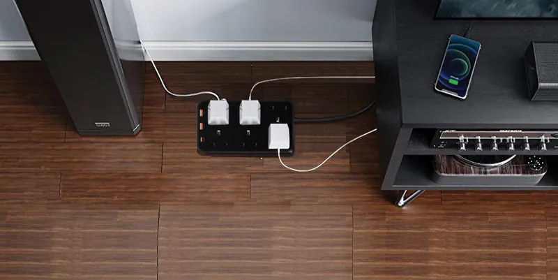 XPower 9 Output Sockets Power Strip (3m Wire) - Black