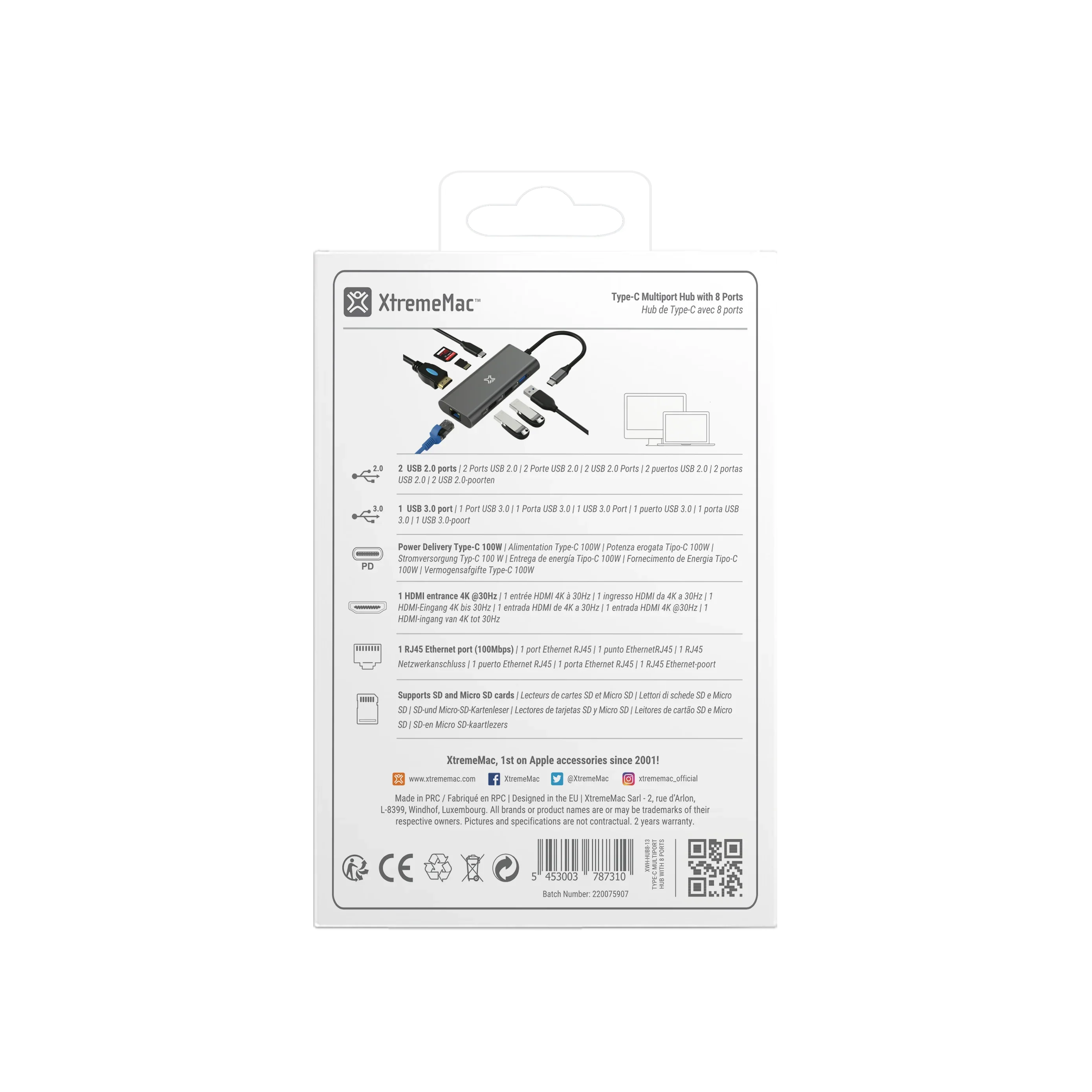 XtremeMac Type-C 8 In 1 Hub