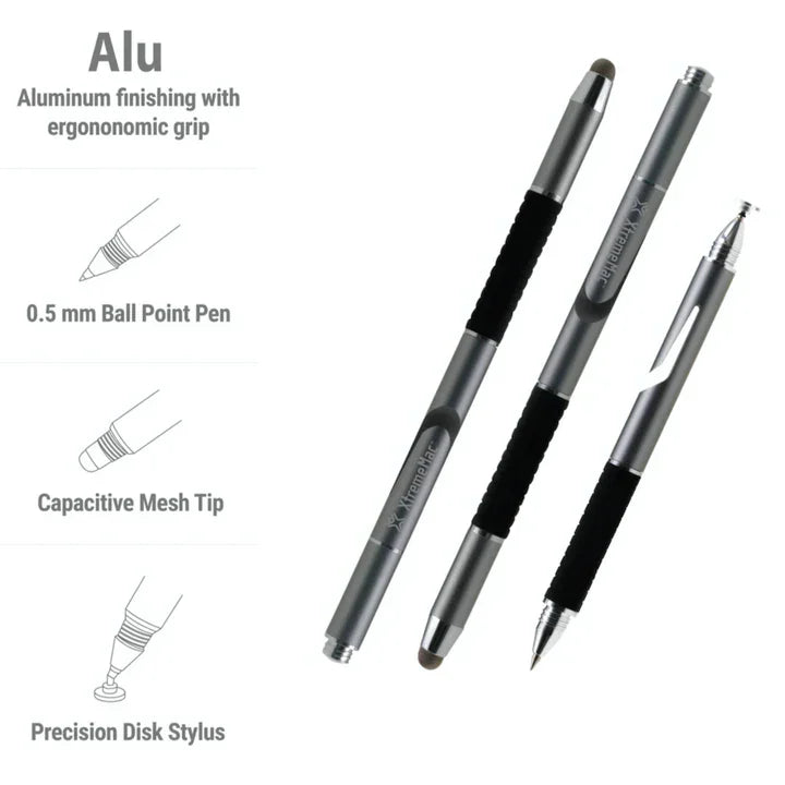 XtremeMac 3-in-1 Aluminum Stylus Pencil - Silver - Tashqila