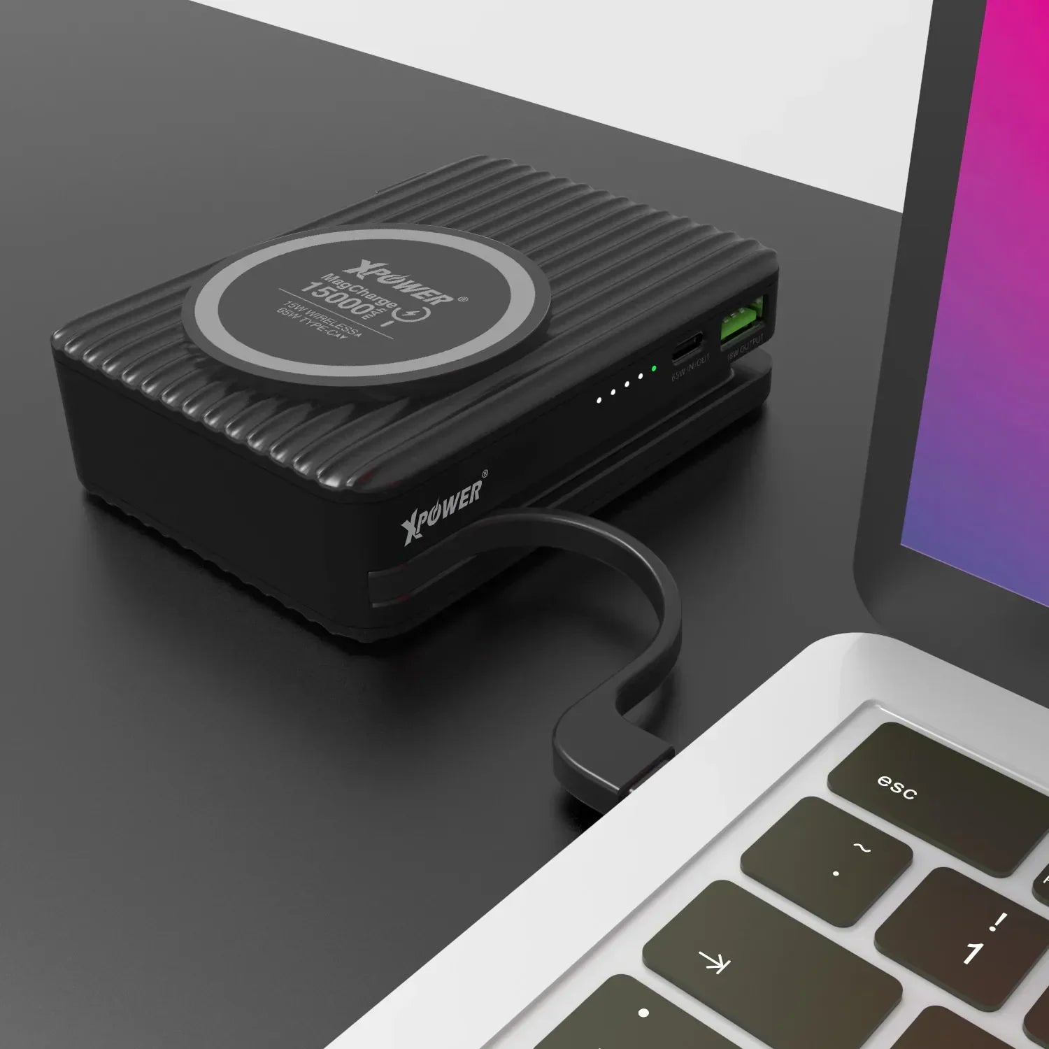 Xpower 15000mah 65w 3in1 Wireless Power Bank And Charger - Black - Tashqila