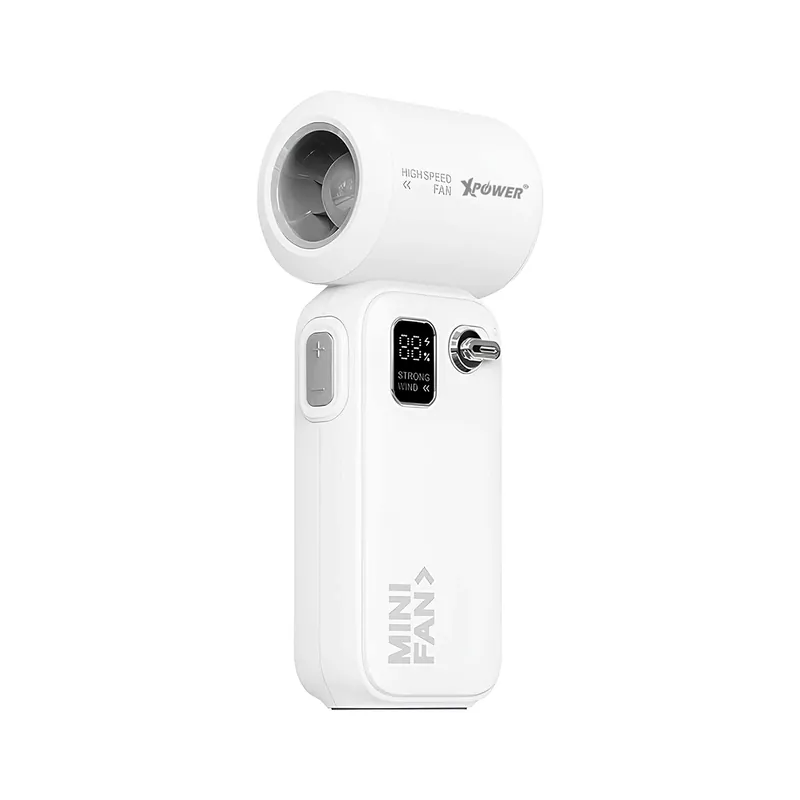 Xpower Cooler Mini Portable Rechargeable Mini Turbo Fan -White Gray
