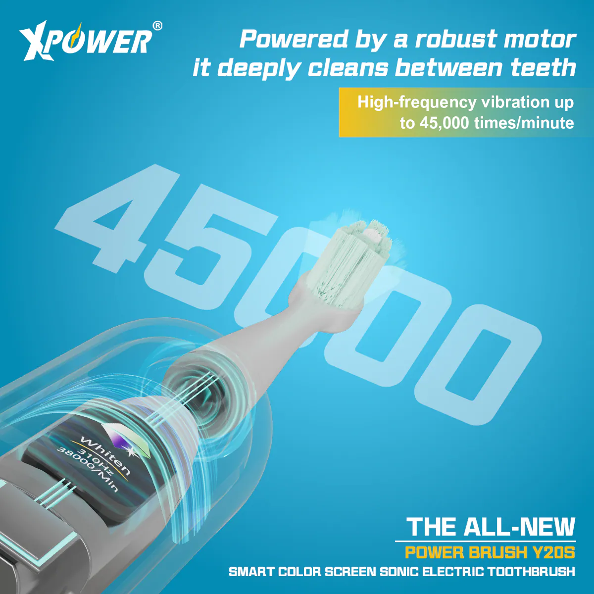 Xpower Sonic Electric Toothbrush, Y20S White