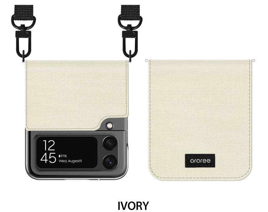 Araree Canvas Diary Case For Z FliP 4 - Invory