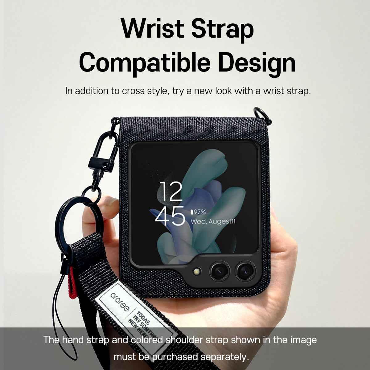 Araree Z Flip 5 Canvas Diary Flip Case - Black