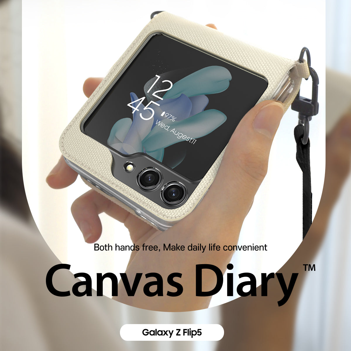 Araree Z Flip 5 Canvas Diary Flip Case - Ivory