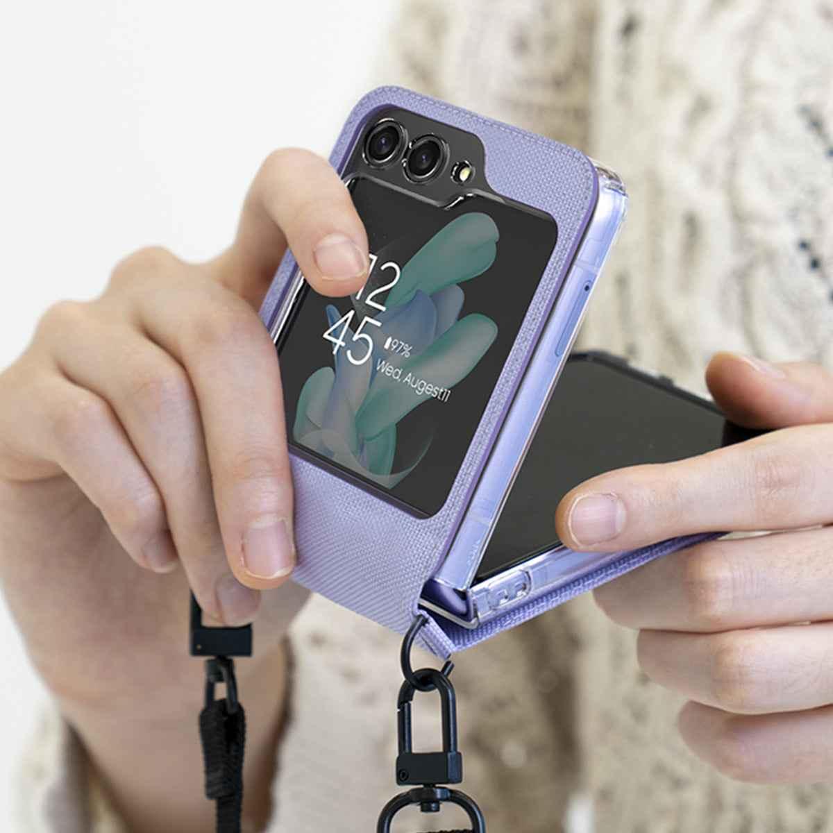 Araree Z Flip 5 Canvas Diary Flip Case - Purple