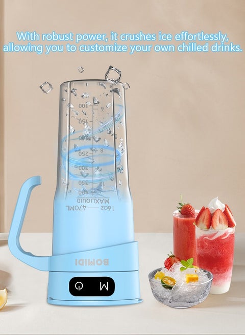 Bomidi Portable Juice Blender Bottle with Handle 450ml Blue