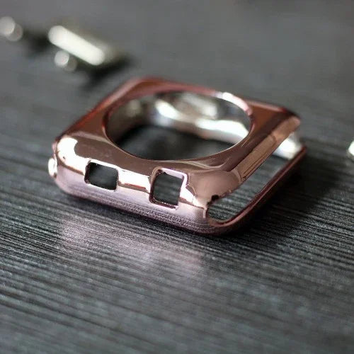 Itskins Spectrum Metal Cover For Apple Watch 44/45mm- Rose Gold + Clear 2 Pcs - Tashqila