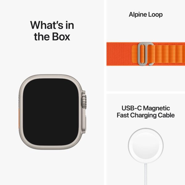 Apple Watch Ultra 2 GPS + Cellular، هيكل من التيتانيوم مقاس 49 ملم مع حزام جبال الألب البرتقالي - كبير