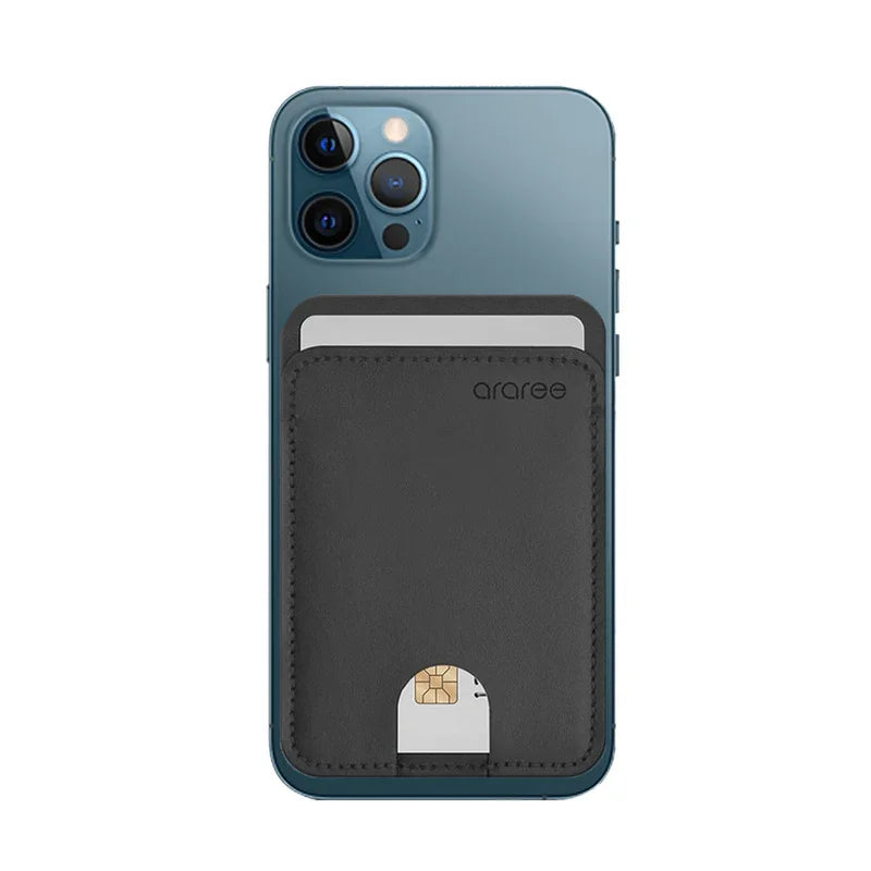 Araree Stick Pocket Genuine Leather Universal Card Holder - Black - Tashqila