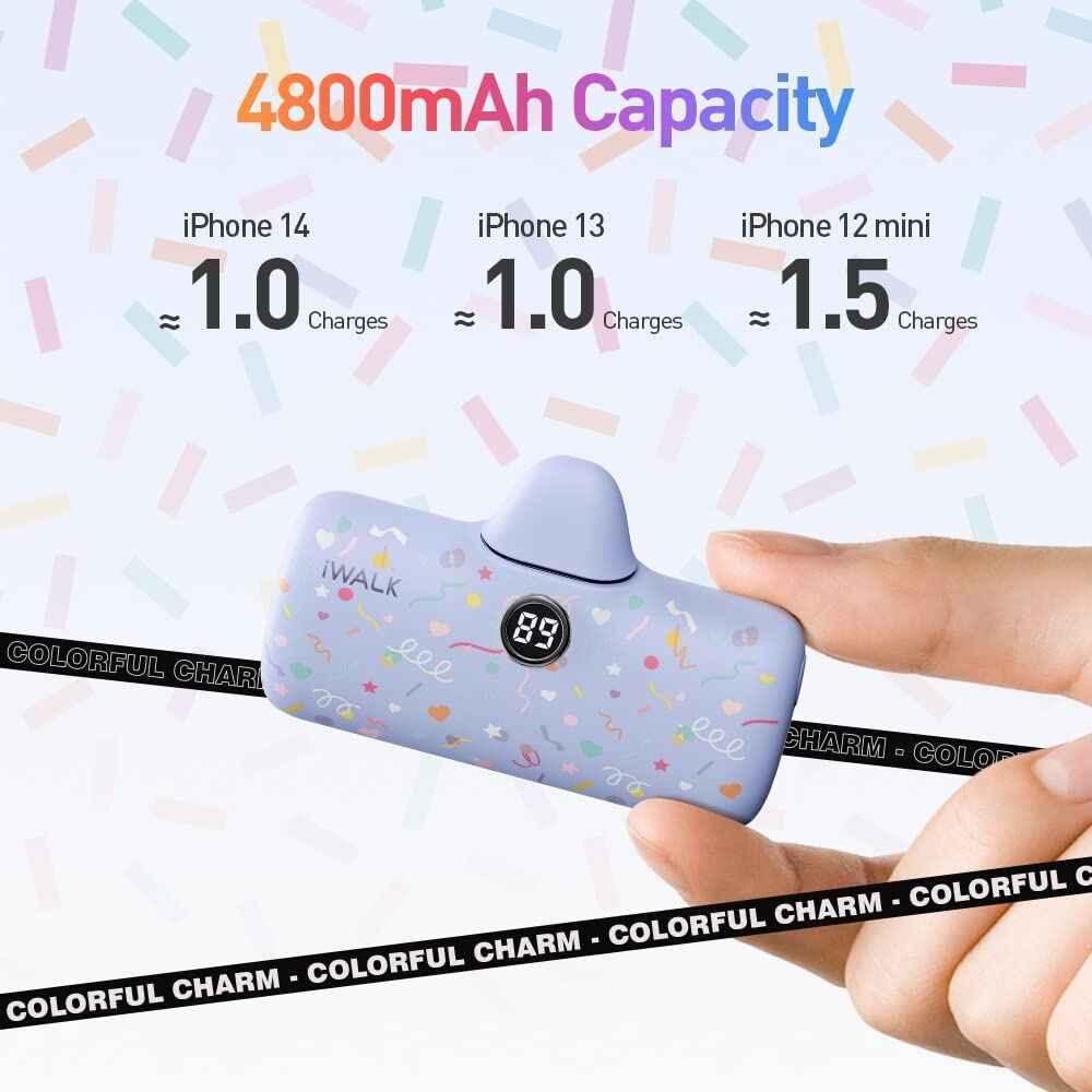 iWalk 4800mAh Lightning 20W Pocket Power Bank - Purple Pattern