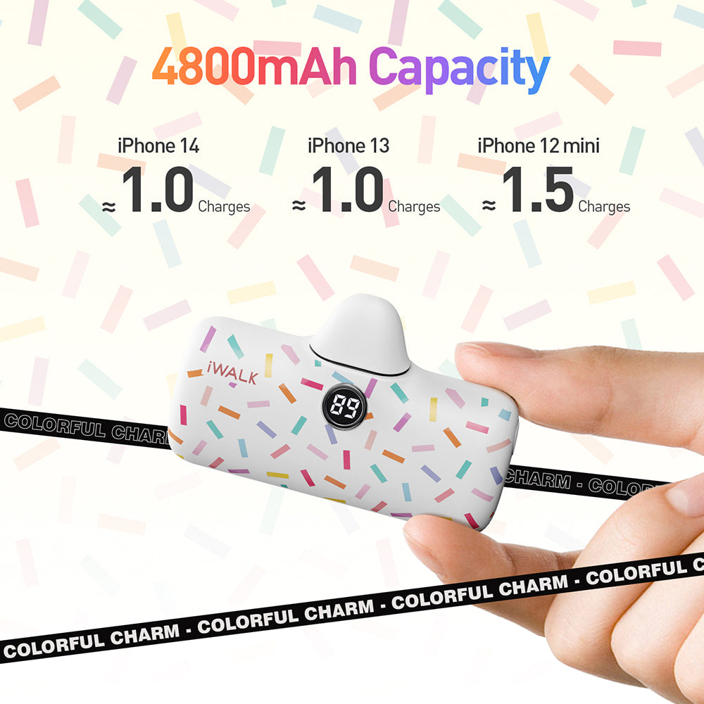 iWalk 4800mAh Lightning 20W Pocket Power Bank - White Pattern