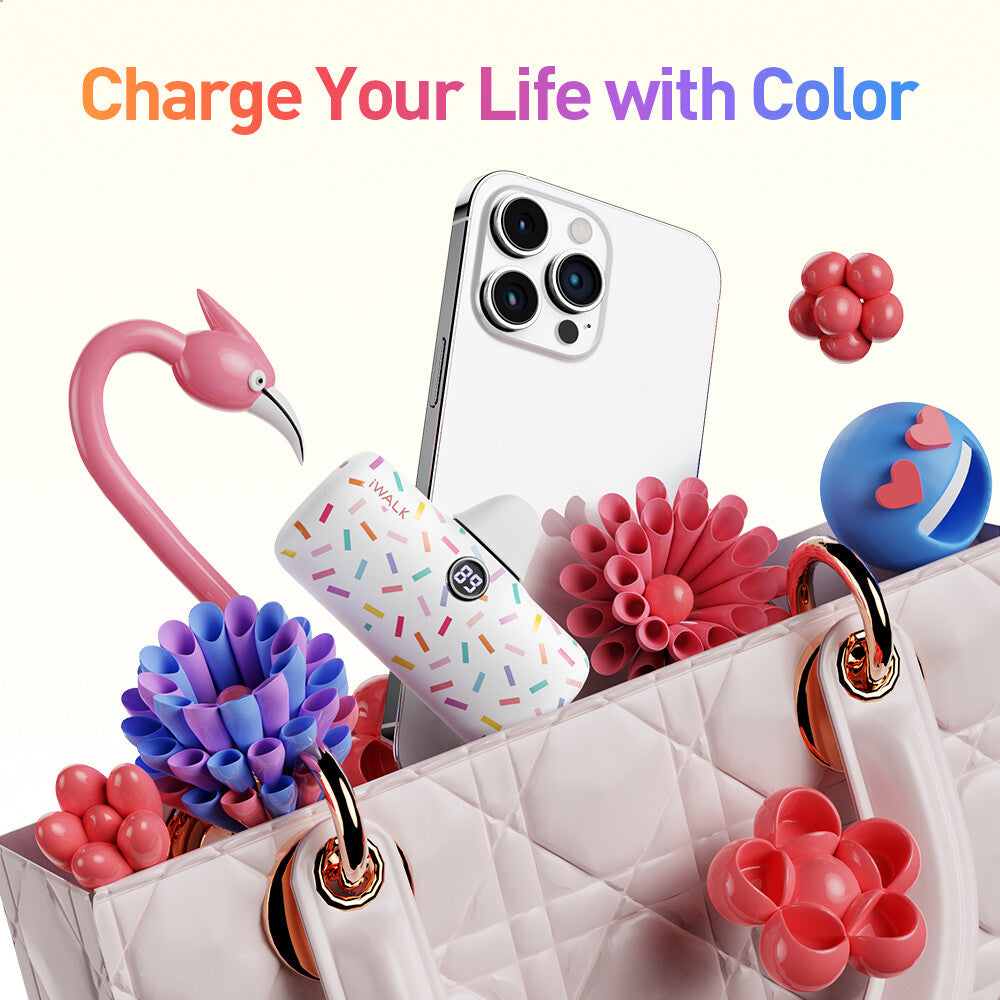 iWalk 4800mAh Lightning 20W Pocket Power Bank - White Pattern