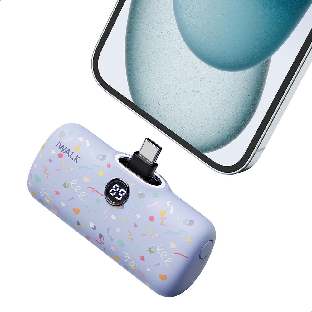iWalk Linkme Pro Type-C Fast Charge 4800mAh Pocket Battery - Purple Pattern
