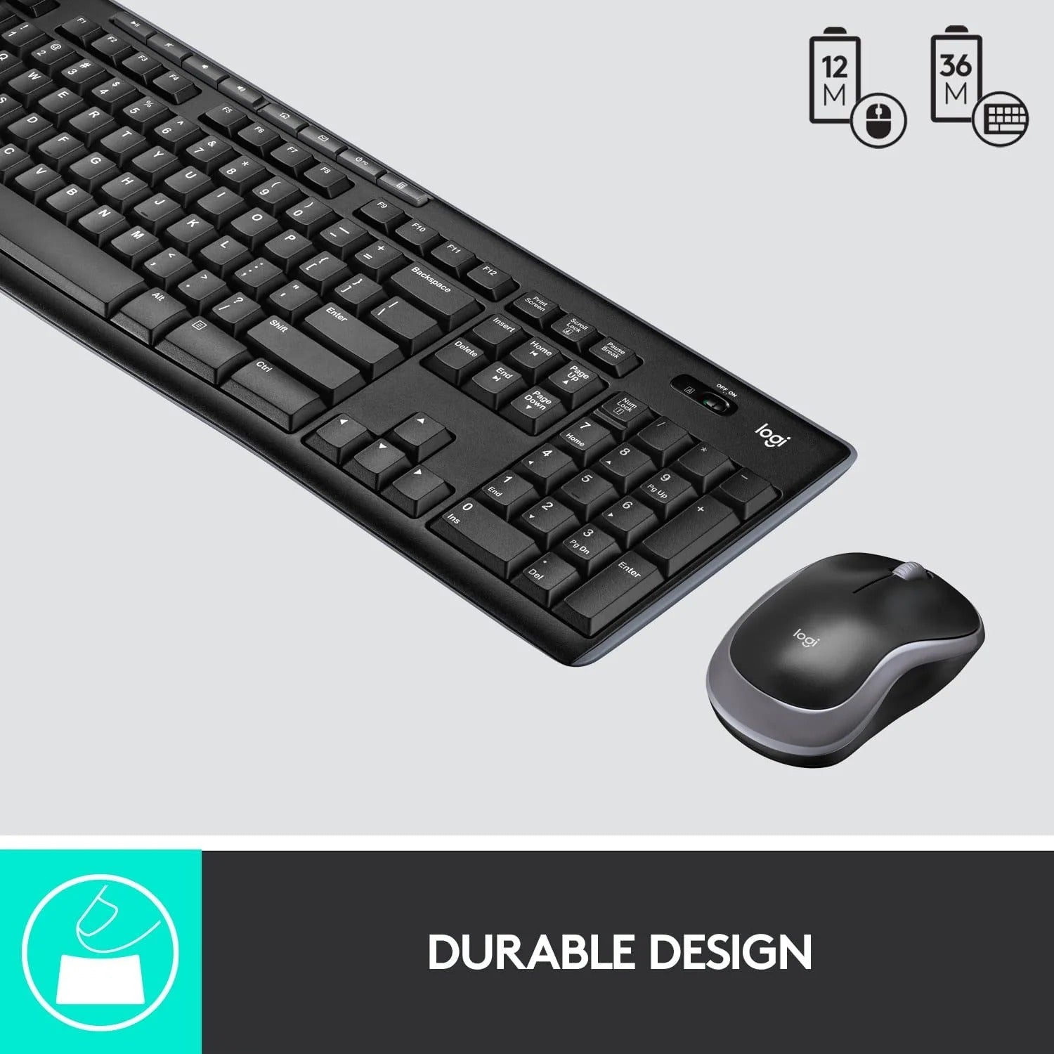 Logitech Wireless Keyboard & Mouse MK270 with Nano Receiver (Arabic/English) product photo
