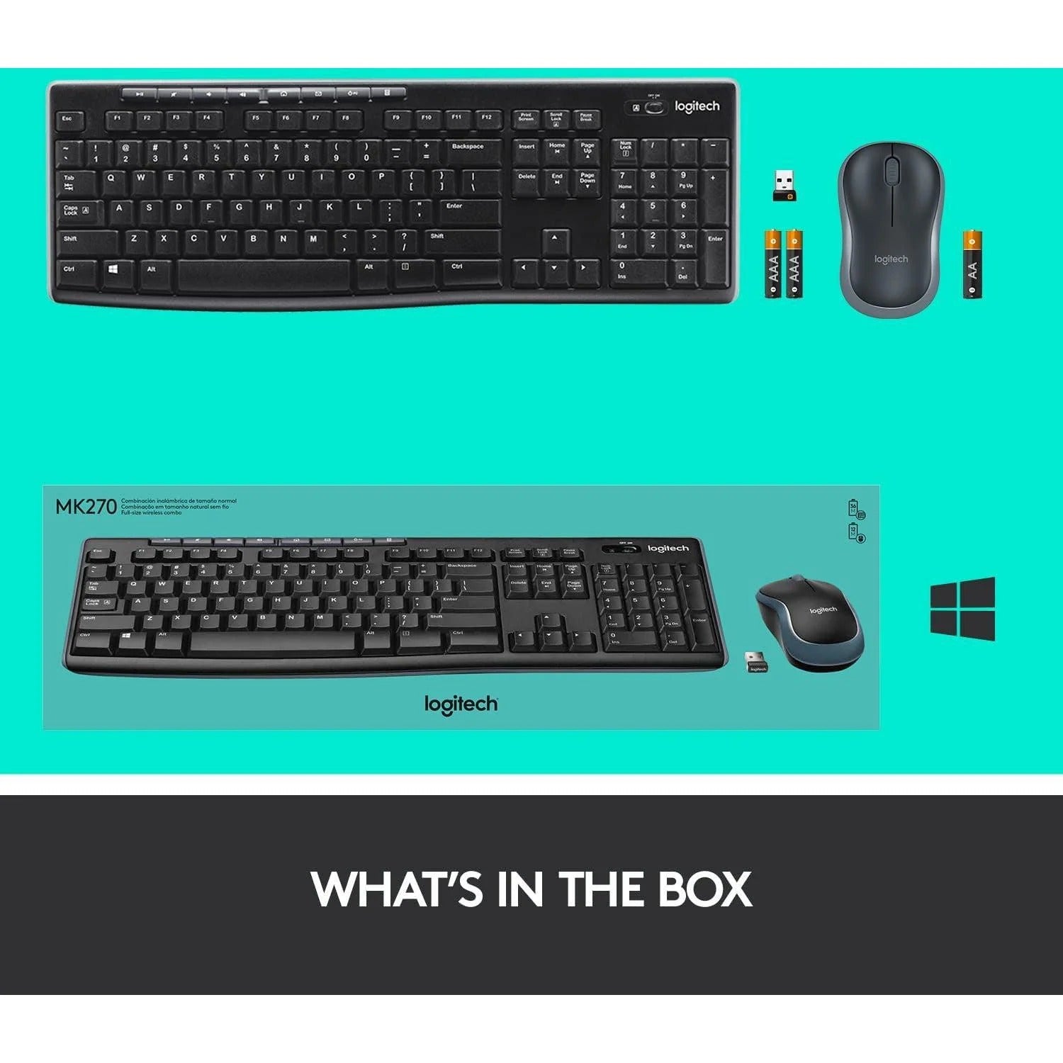 Logitech Wireless Keyboard & Mouse MK270 with Nano Receiver (Arabic/English) product photo
