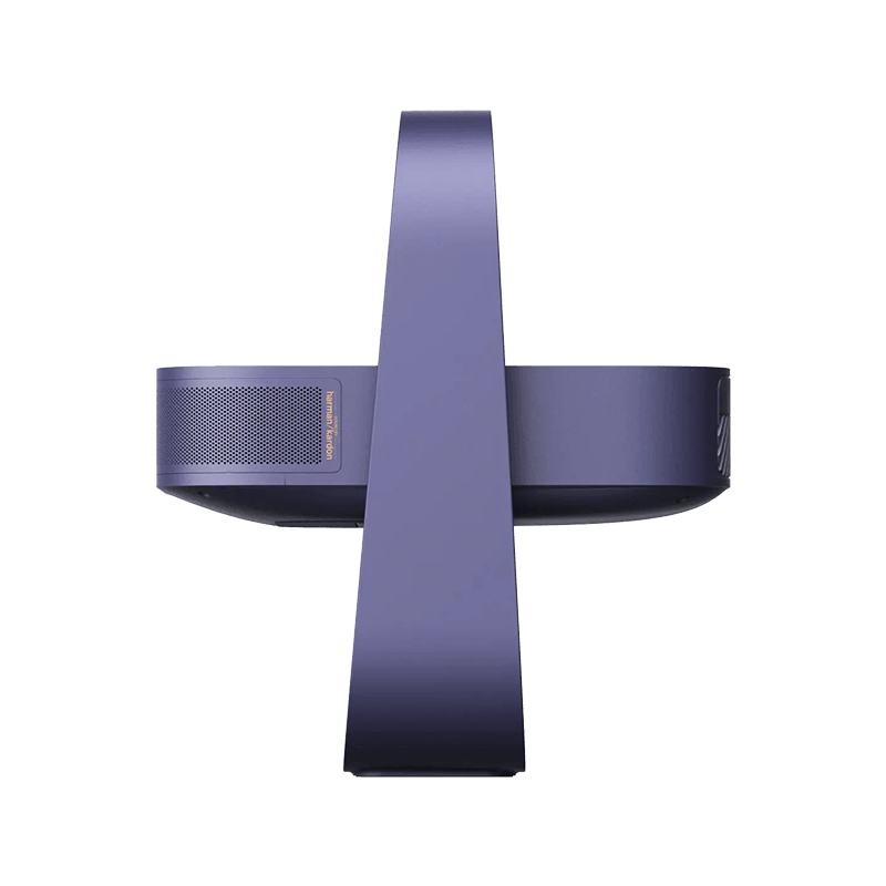 A sleek, modern portable speaker with a distinctive vertical handle design, shown from a side profile view on a solid white background. The speaker features a dark purple body with a textured grille on the left side and a small gold 'HIFI STAR' logo.