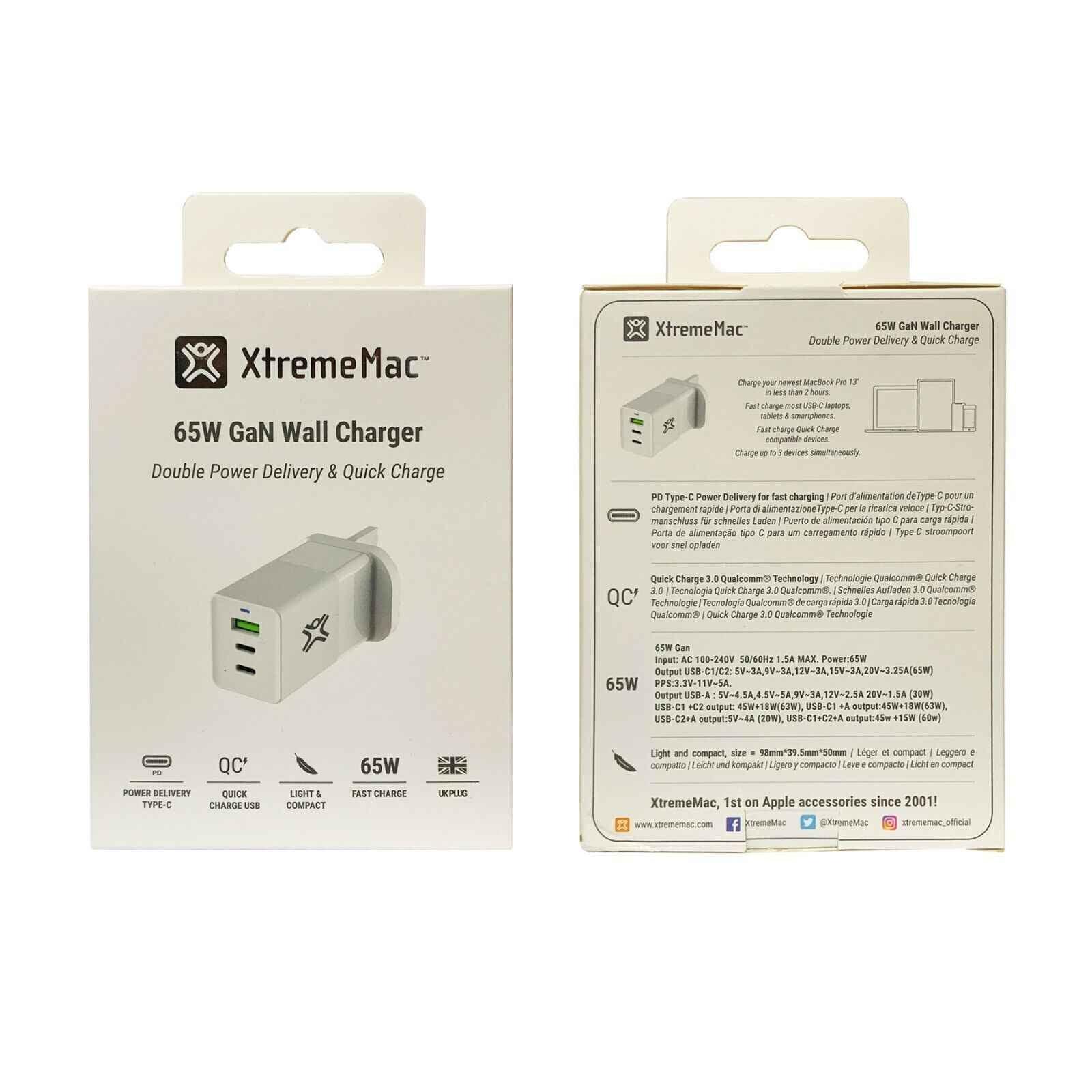 XtremeMac 65W GaN Wall Charger 3 Port
