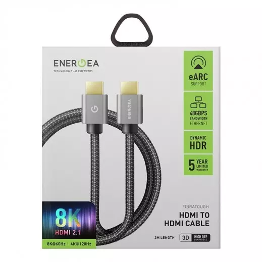 Energea Fibratough, Hdmi To Hdmi 8K@60Hz 48Gbps Hdmi2.1 Cable 2M - Black